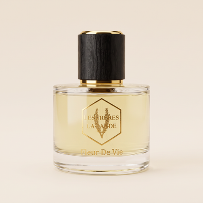 Fleur de Vie perfume bottle at a three-quarter angle